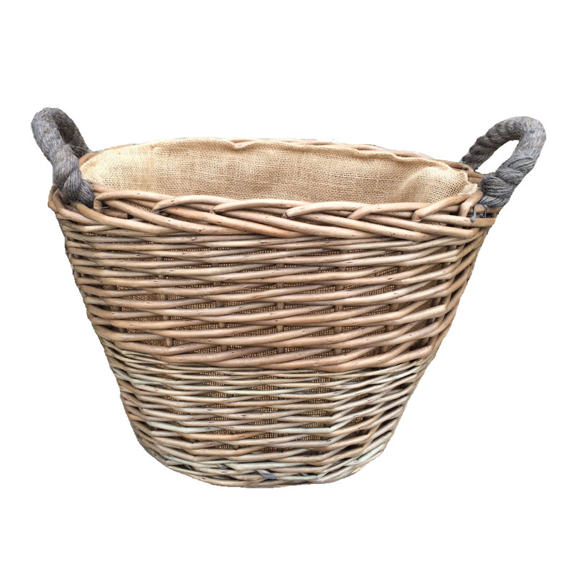 Maolis Wicker Lined Log Basket, 40cm H x 31cm W x 28cm D