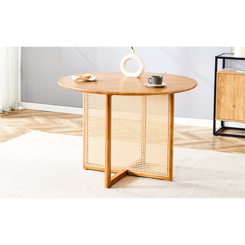 Table en bois avec une touche rétro campagne chinoise, pour la salle à manger et le bureau, assemblage rapide de salon de style rond en bois massif facile à construire