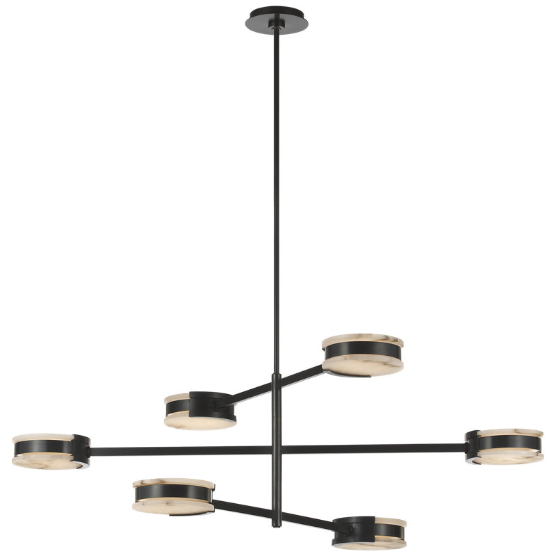 Kelly Wearstler Melange 48" Multi-Positional Chandelier with Alabaster, Bronze