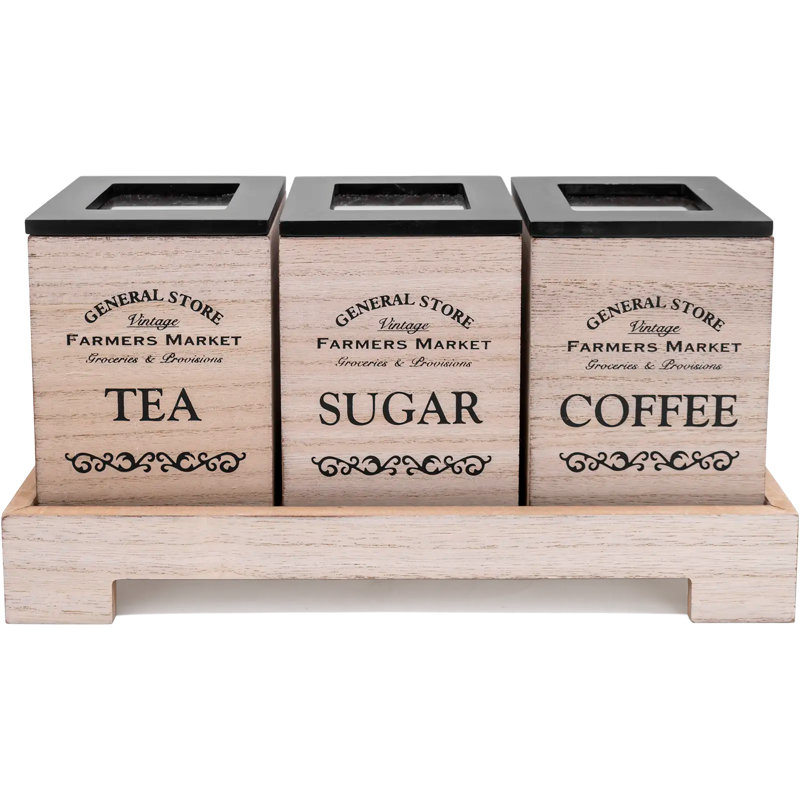 Manufactured Wood Jar - Set of 3, Brown