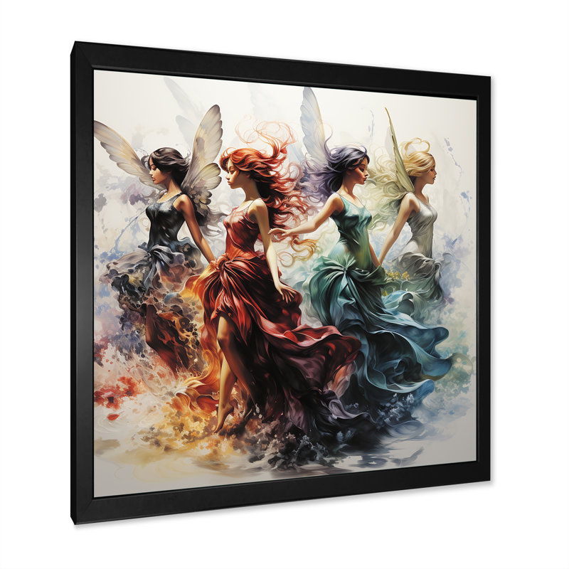 Fantastiques fées - art mural fées, Cadre simple noir, H 30 po x l 30 po x P 1,5 po