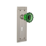 Mission Plate with Decorative Keyhole and Crystal Emerald Door Knob