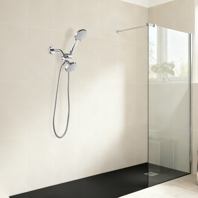 Ensemble de robinet de douche à jet simple à une jet et poignée ronde 1,8 GPM avec pomme de douche à haute pression en chrome poli