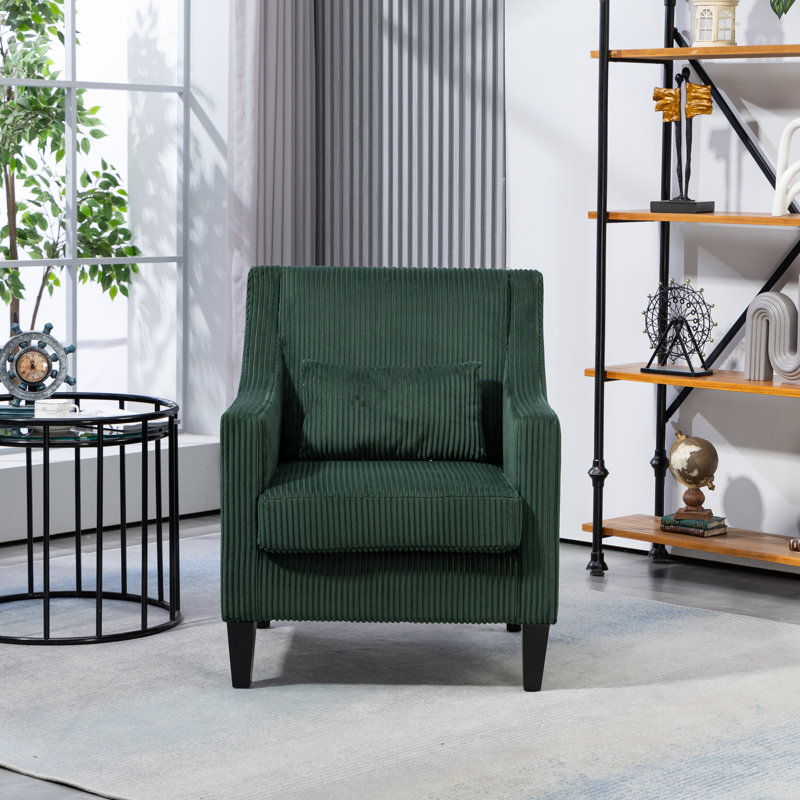 Fauteuil de 26,7 po de largeur, Velours côtelé vert