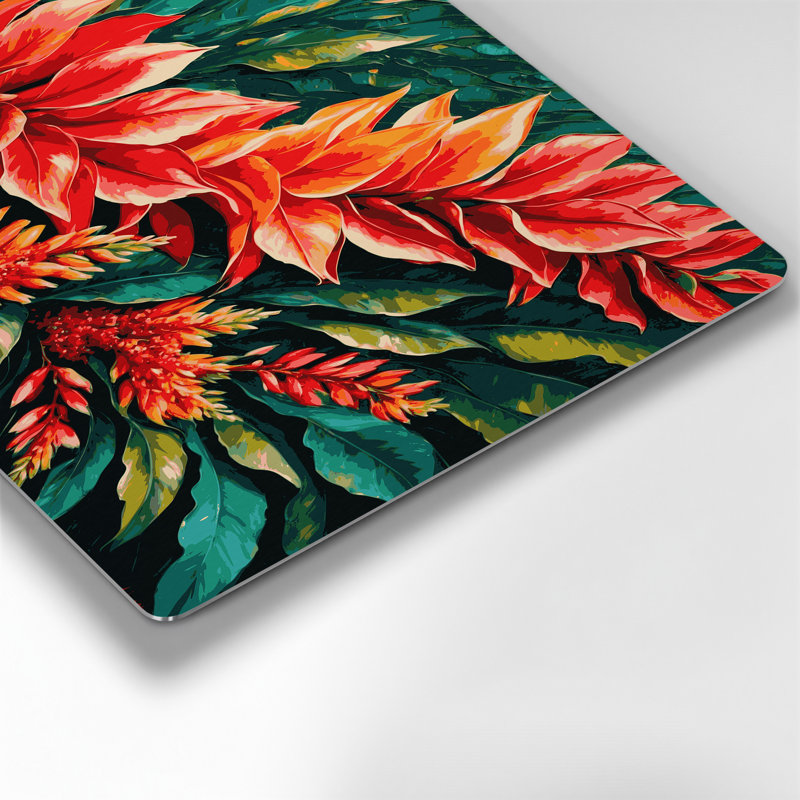 «Hawaiian Heliconia», art mural en métal vert, H 11 po x l 14 po