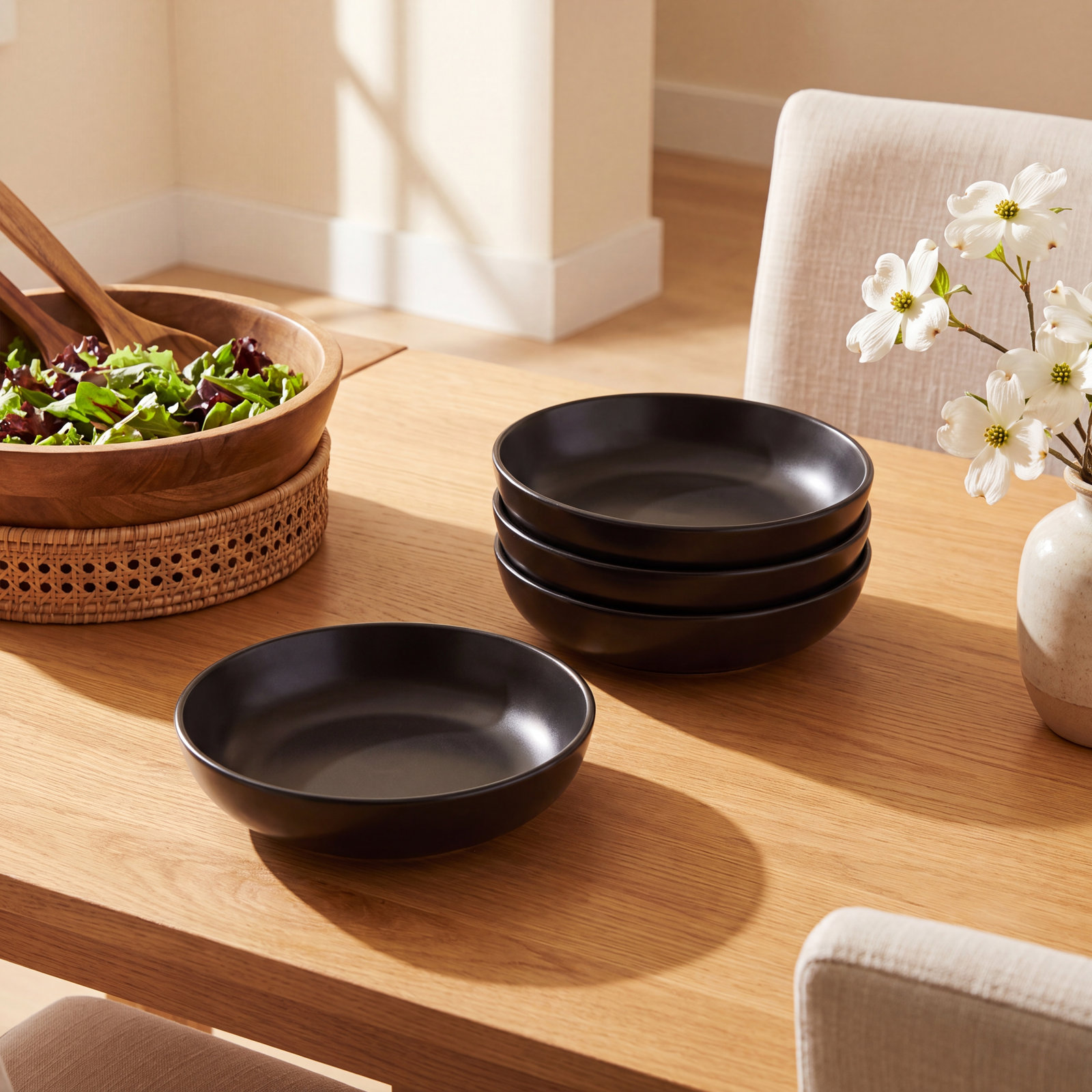 Stoneware Pasta Bowl, Black