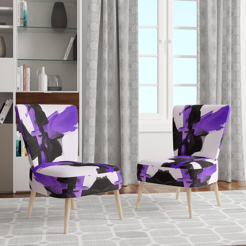 Chaise d'appoint rembourrée Geometric IV, Mauve / noir / blanc