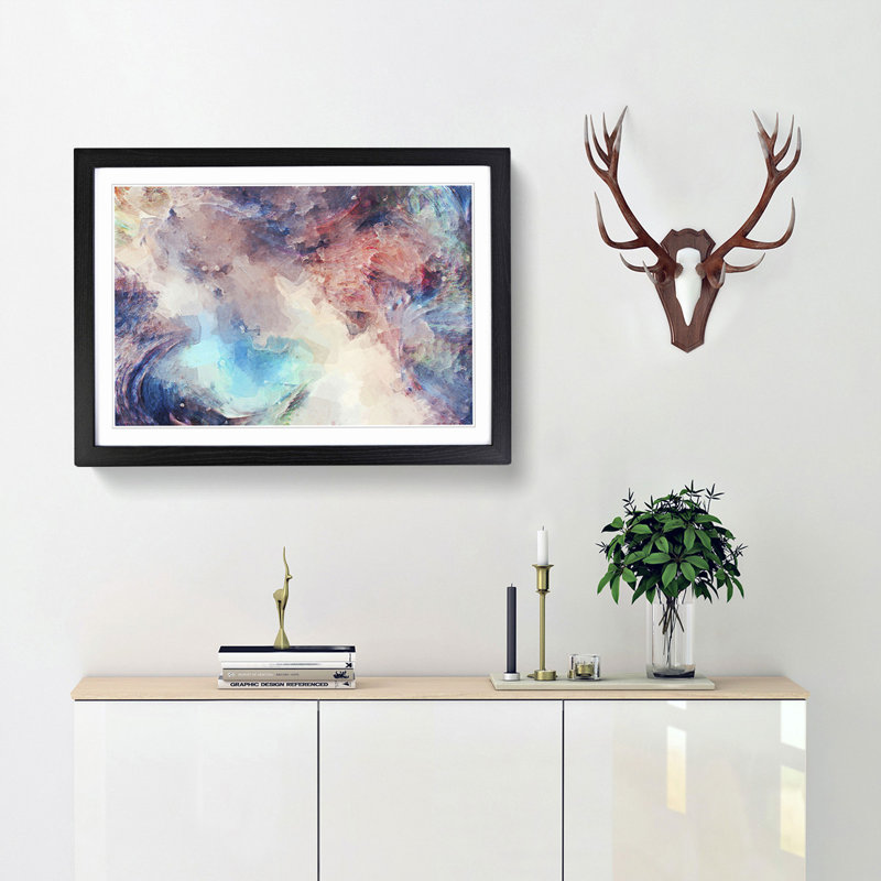 Stormy Times in Abstract - Picture Frame Painting Print, Black Framed, 27cm H x 36cm W x 2cm D