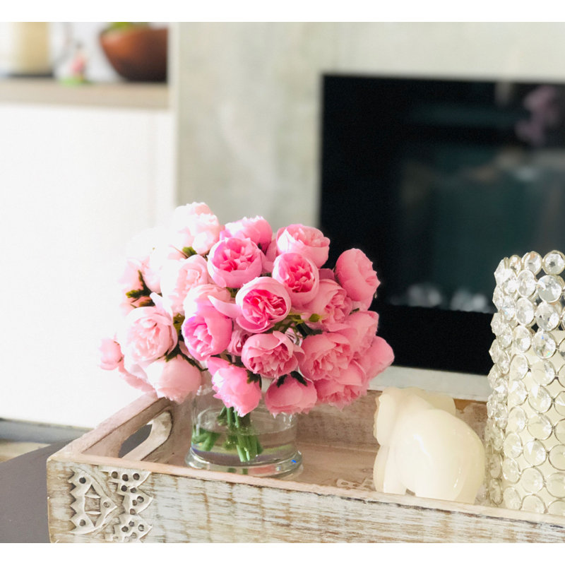 Peony Floral Arrangements in Vase, Dark Pink/Light Pink