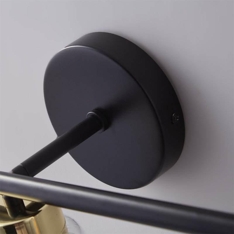 Lampe de salle de bain Lampe de salle de bain Miroir Eclairage Miroir noir mat brossé abat-jour en verre Lampe murale Lampe murale 3 lampes (sans ampoule)