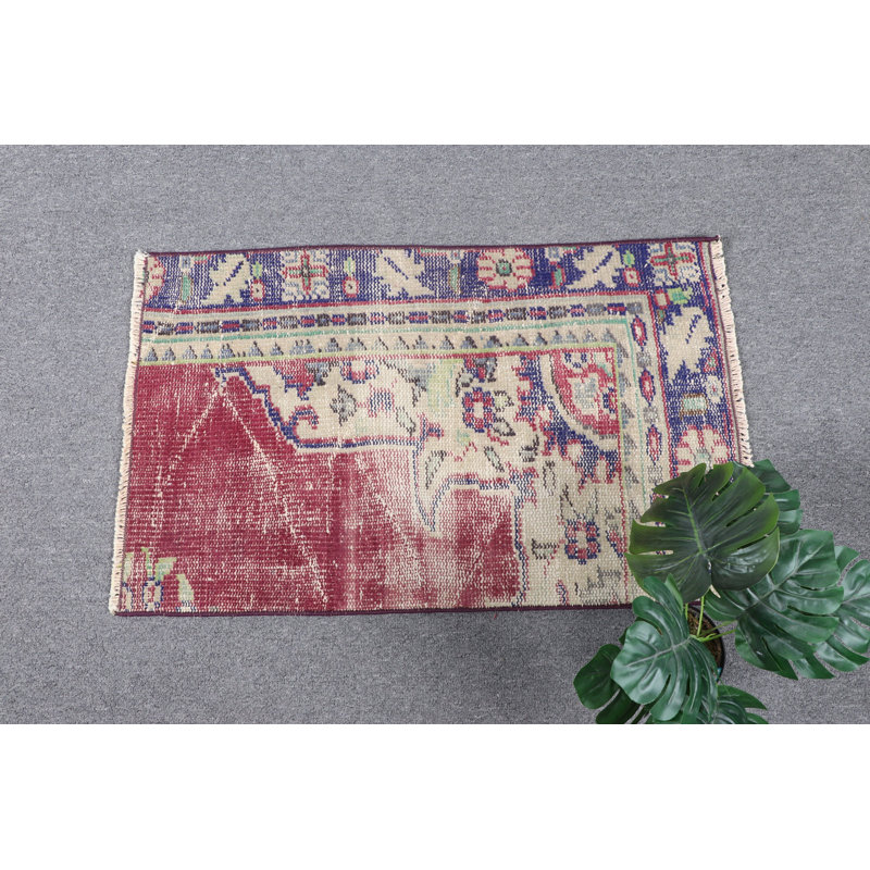 Traditional Turkish Door Mat in Rich Red and Cream Tones Featuring Ornate Floral Patterns Ideal for Home Decor