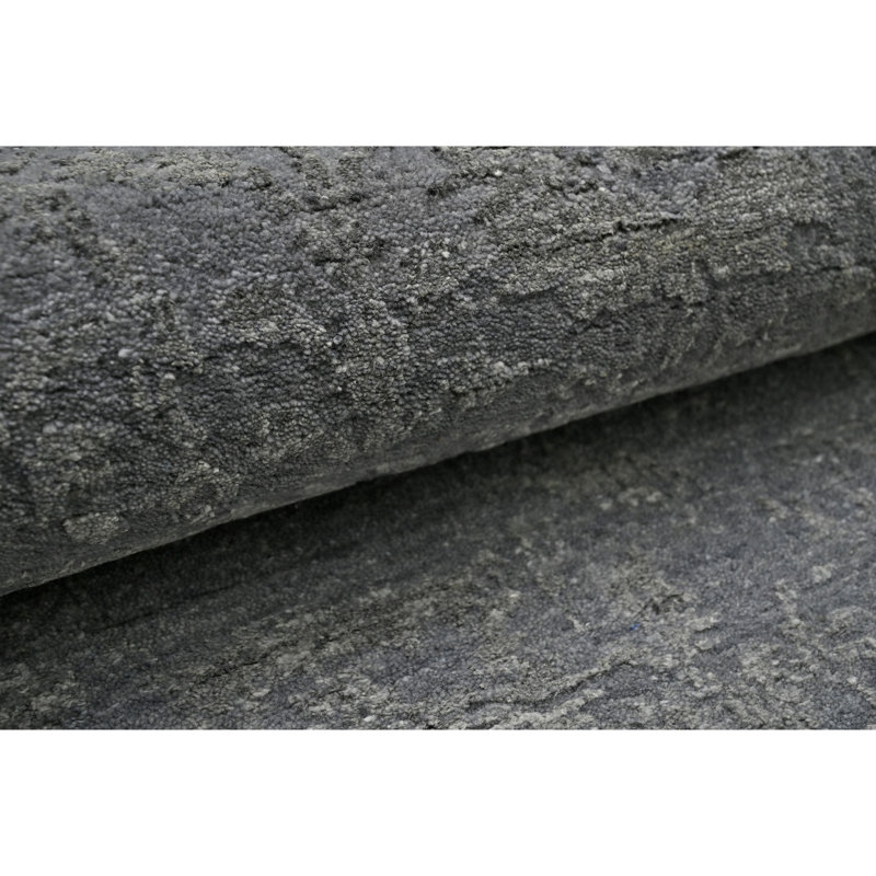 Hand Knotted Abstract Area Rug in Gray/Black