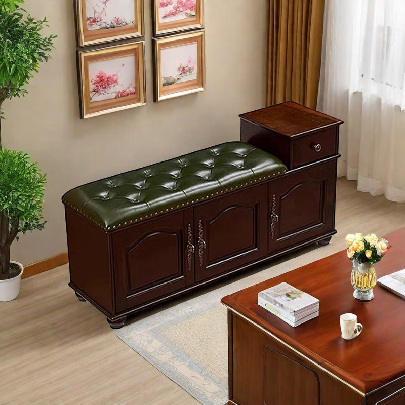 Banc de rangement pour chaussures 11 paires, Brun / vert