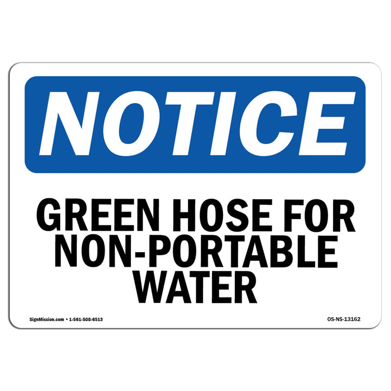 Panneau de tuyau d'arrosage pour eau non potable Osha
