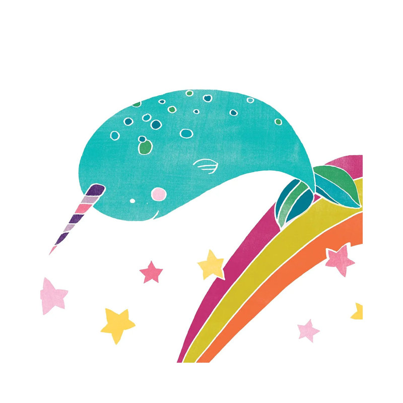 Happy Narwhals II by June Erica Vess - Wrapped Canvas Print, 45.72cm H x 45.72cm W