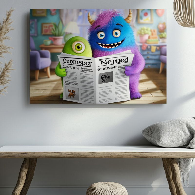Reproduction d'art sur toile, "Monster is Round", H 20 po x l 20 po