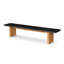 Ensemble de table de salle à manger et de bancs en fibre de verre 86,6 po noir mat intérieur / extérieur avec base en bois d'acacia Balictar-132791660