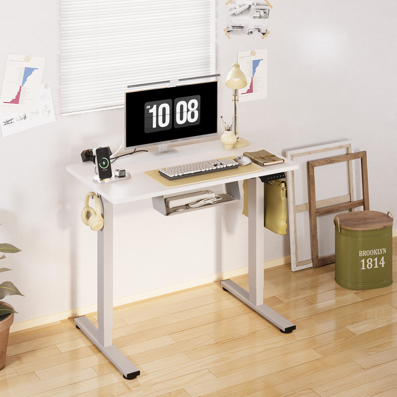 Bureau debout à hauteur ajustable Home Office, Blanc / Gris