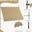 Auvent de porte 118 po, rétractable avec tissu protégé et pieds réglables, poteau de soutien beige pour terrasse, pour terrasse, porche, fenêtre,
