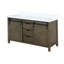 60 po Grand meuble-lavabo double brun rustique avec plateau en marbre, construction en bois massif, fonction de fermeture en douceur, compartiments de rangement abondants, surface résistante aux égratignures, 8 robinets