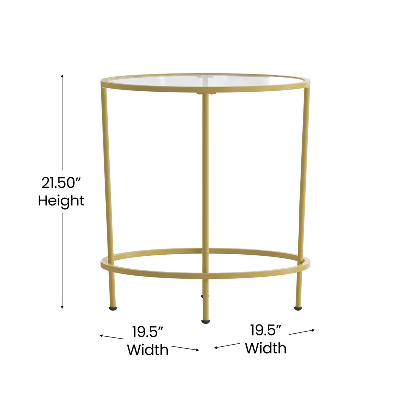 Ensemble de table en verre Berzan avec structure en métal - Comprend une table basse et 2 tables de bout, Or