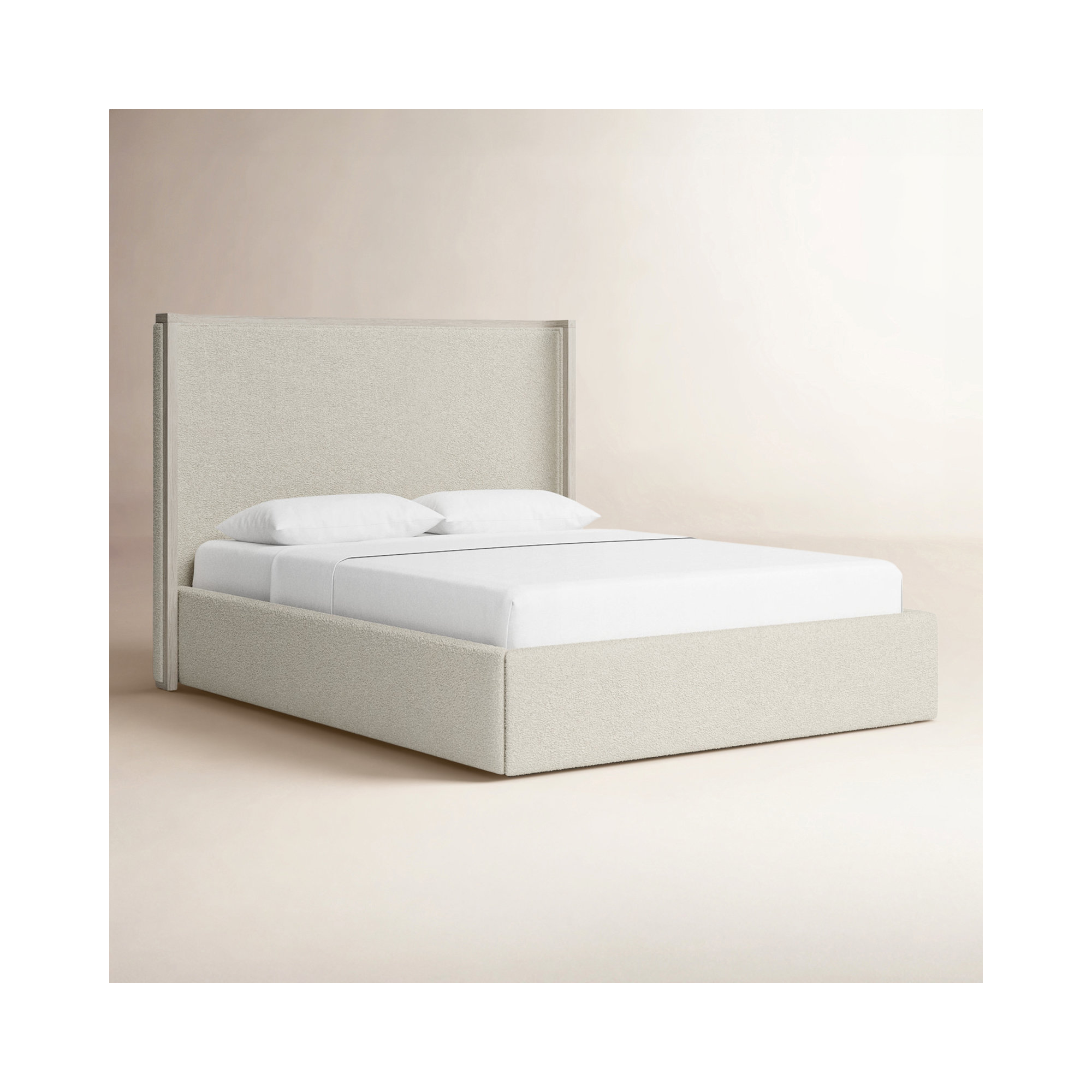 Caterina Upholstered Storage Bed, White Oak/Sheldon Ivory, Queen