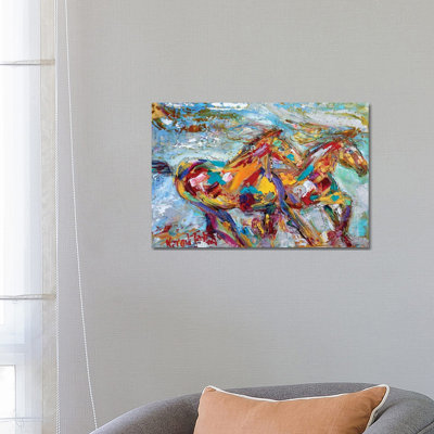 Wild Horses Abstract by Karen Tarlton - Wrapped Canvas Painting