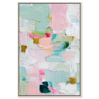 Mint and Rose Blush I Canvas Print Pink Wall Art by Art Remedy, Silver Frame, 20 x 30