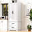 71" Farmhouse Kitchen Pantry Cabinet With 2 Large Drawers,Embossed Texture Freestanding Cupboard Cabinet With 8 Door Shelves And 3 Cabinet Shelves For Kitchen,Dining Room,Living Room,Laundry,White-784345359