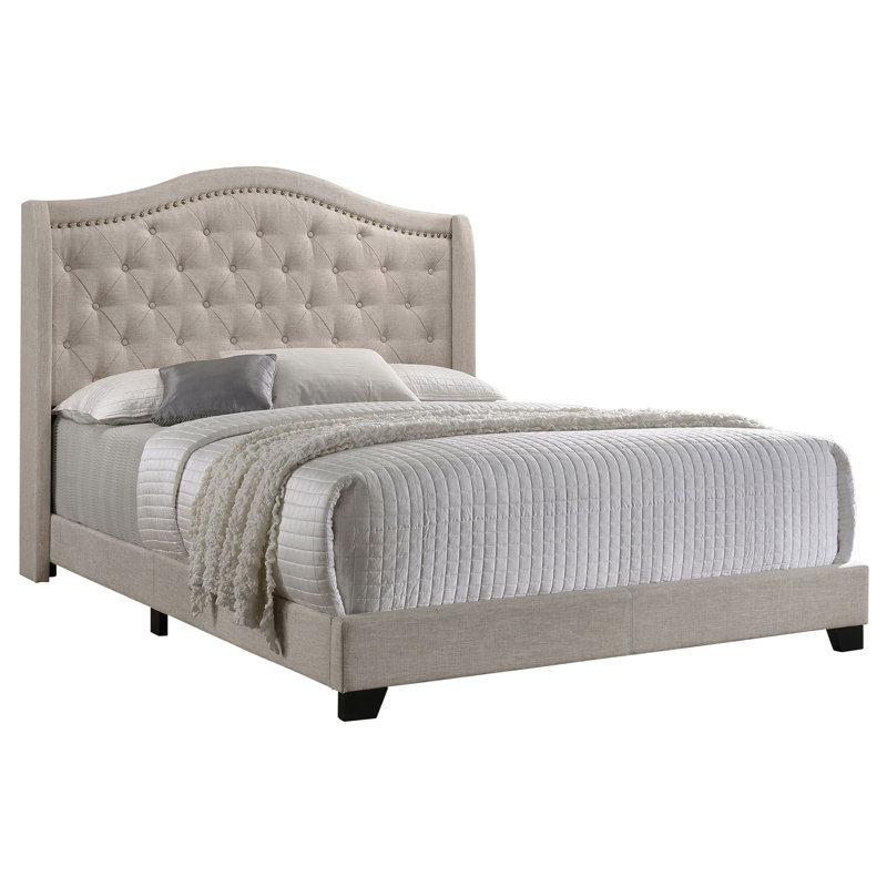 Lit design moderne et minimaliste, Beige, Double
