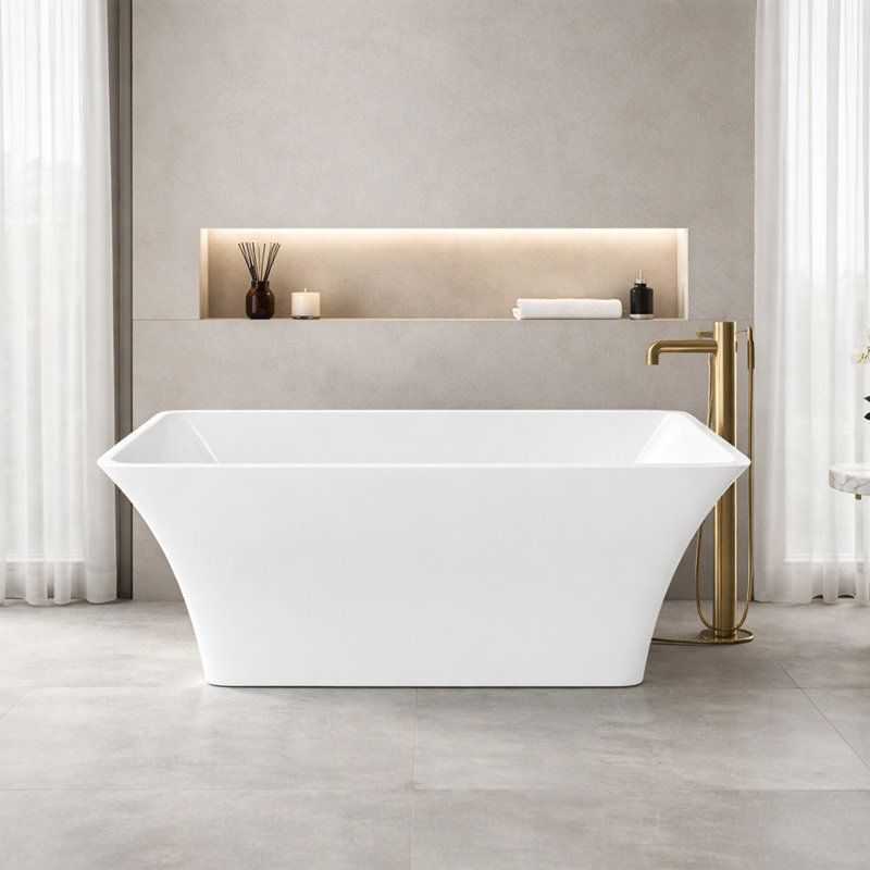 Baignoire de trempage autoportante en acrylique avec drain central 67 po x 31 po Hydrava