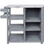 Îlot de cuisine extérieur pliable peu encombrant avec plateau en acier inoxydable et armoire de rangement en bois massif-124766018