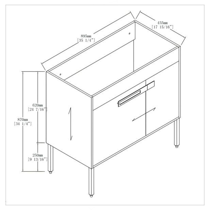 Meuble-lavabo de salle de bain de 91,4 cm (36 po), meuble-lavabo sur pied ou suspendu (au choix). 36*18-00336IMO-1 (emballage démonté) - Meuble-lavabo seulement, lavabo non inclus.
