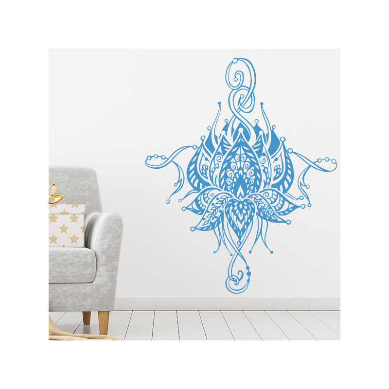 Décalcomanie murale fleur lotus Buller, Bleu givré