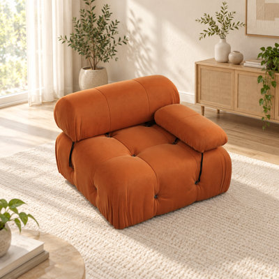Upholstered Modern Velvet Fabric Single One-Armed Chair