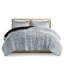 Édredon gris simple / simple TG avec fourrure à poils longs élégante, chaud, inclus et 1 taie décorative, transformant votre espace de sommeil