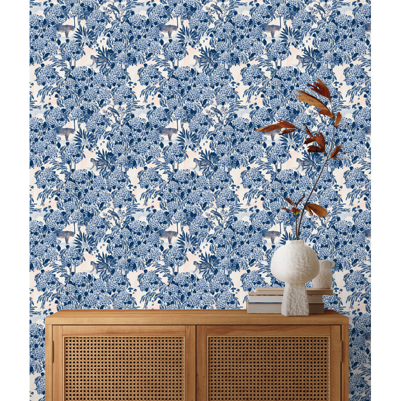 Yuki Osada Floral Wallpaper Double Roll, Blue/White