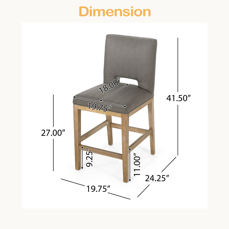 Tabourets de comptoir, ensemble de 2, Siège gris / cadre naturel