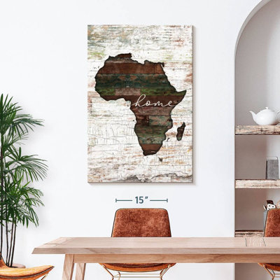 " Home Wooden Africa Continent Map " Print