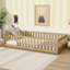 Structure de lit simple avec clôture sans porte, structure en bois d'hévéa avec barrière de sécurité-1186545570