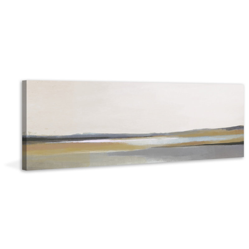 Gray Dunes IV - Wrapped Canvas Panoramic Painting, 15" H x 45" W x 1.5" D
