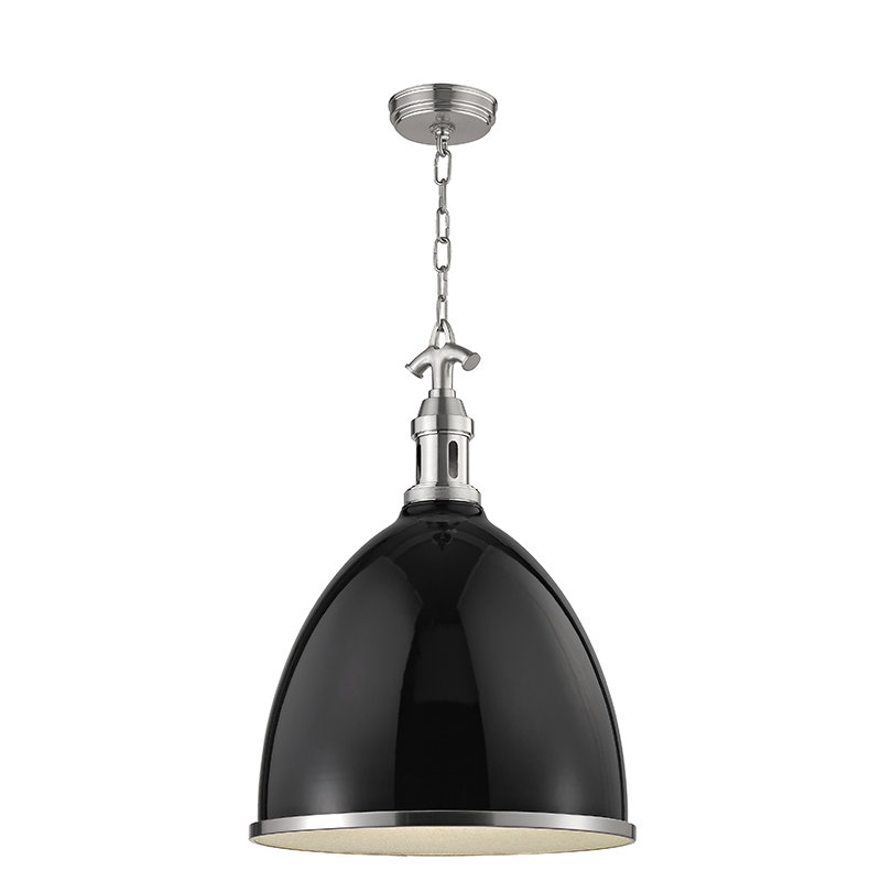 Viceroy 1 Light Pendant, Black/Polished Nickel, 17.75" H x 12.75" W x 12.75" D, Polished Nickel