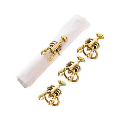 Gold Lobster Napkin Rings Set of 4