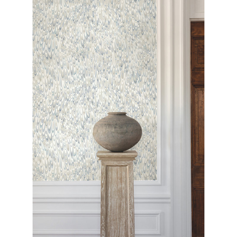 Aslan Marble Wallpaper Double Roll by Ronald Redding, Blue