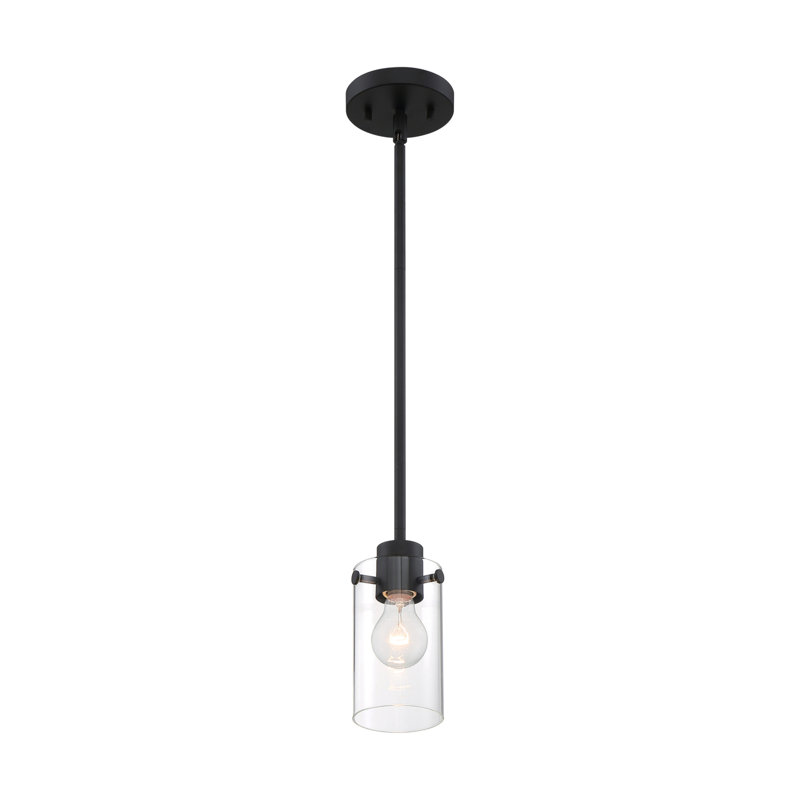 Luminaire suspendu cylindrique simple à 1 lumière Barines, Noir mat