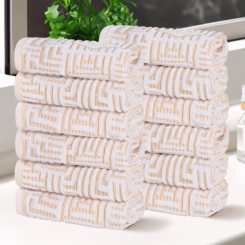 Darnette 100% Cotton Midweight Jacquard Washcloth, Gold