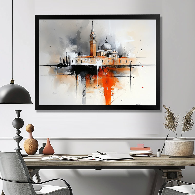 Aquarelle de Venise, architecture III - art mural de Venise, Reproduction encadrée d'une seule photo sans pass, Noir