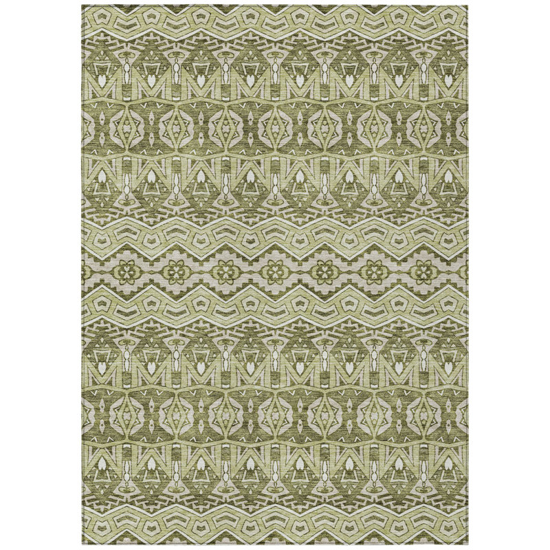 Tapis intérieur / extérieur 3 pi x 5 pi vert et gris