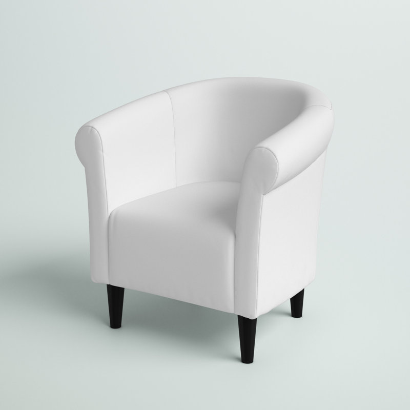 Fauteuil demi-tonneau l 30,5 po Liam, Simili cuir blanc