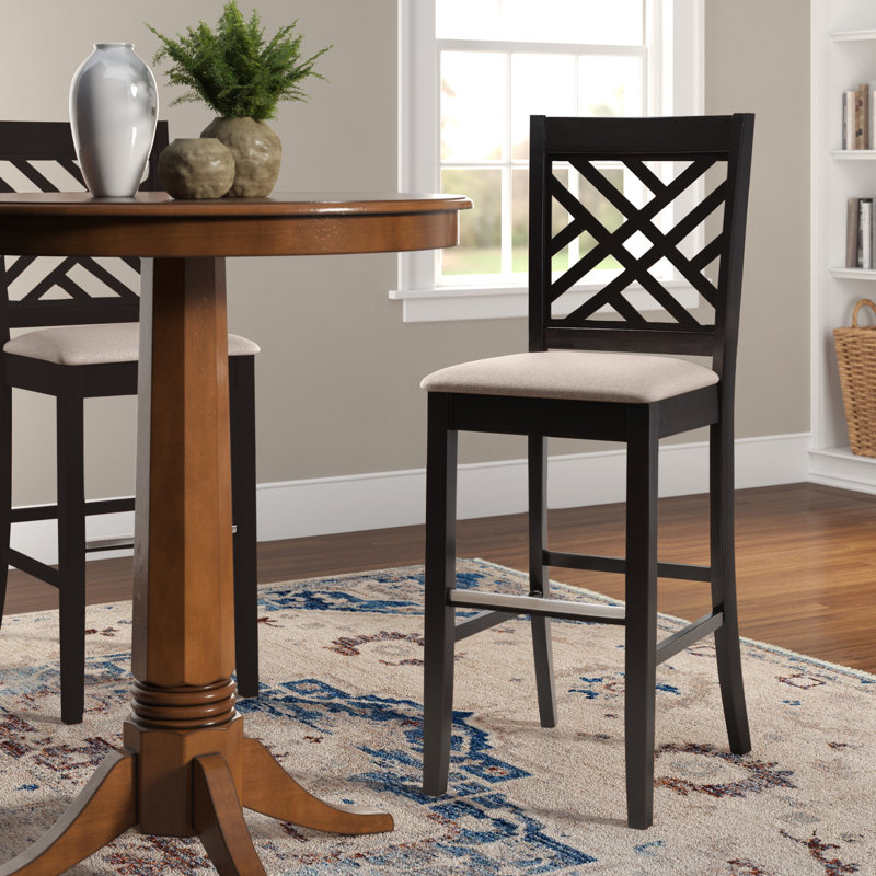 Upholstered Counter Stool with Metal Frame, Sand, Dark Brown